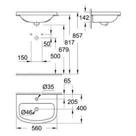 Раковина для ванной встраиваемая Grohe Bau Ceramic 55 альпин-белый 39422000