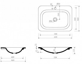 Раковина для ванної Marmorin Tytan 62х46 см литий камінь білий 586 062 020 xx x