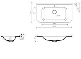 Раковина для ванной Marmorin Balta 90х49,5 см литой камень белый 721 090 020 xx x