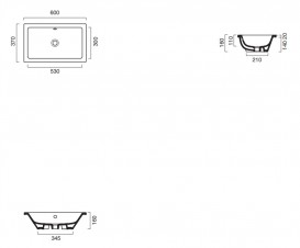 Раковина для ванної вбудована Catalano New Zero 60х37 керамічна біла 16037ZE00