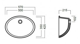Раковина для ванної вбудована Hatria Incasso Caterine 57х42.5 санфарфор білий Y65101