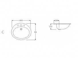 Раковина для ванної вбудована Hatria Incasso Ovaline 52х60 санфарфор білий Y67101