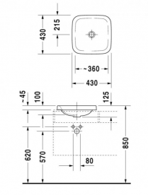 Раковина для ванной встраиваемая Duravit коллекция DuraStyle 43х43х12.5 белая 0372430000