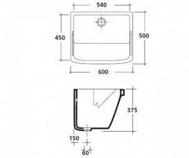 Раковина Galassia Iside врезная для стирки 60 см без отверстия под смеситель с переливом белый 2001