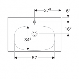 Раковина Geberit Acanto 75 см з прихованим переливом полицею і пробкою зливного отвору санфарфор білий 500.630.01.2
