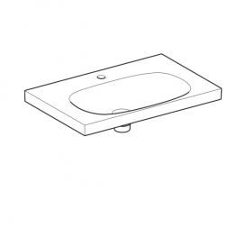 Раковина Geberit Acanto 75 см з прихованим переливом полицею і пробкою зливного отвору санфарфор білий 500.630.01.2