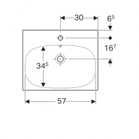 Раковина Geberit Acanto отверстие для смесителя перелив санфарфор белый 500.620.01.2