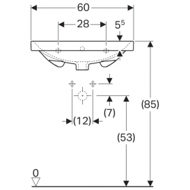 Раковина Geberit Acanto отверстие для смесителя перелив санфарфор белый 500.620.01.2