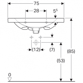 Раковина Geberit Acanto з полицею і укороченим вильотом санфарфор білий 500.632.01.2