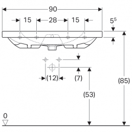 Раковина Geberit Acanto з полицею і укороченим вильотом просте кріплення санфарфор білий 500.633.01.2