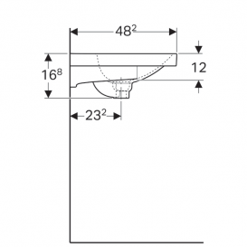 Раковина Geberit Acanto з полицею отвір для змішувача перелив санфарфор білий 500.622.01.2