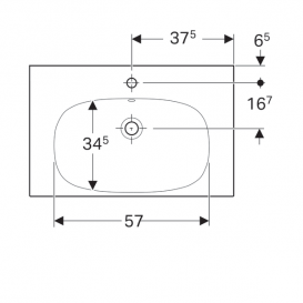 Раковина Geberit Acanto с полкой отверстие для смесителя перелив санфарфор белый 500.622.01.2