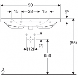 Раковина Geberit Acanto с полкой простое крепление отверстие для смесителя санфарфор белый 500.623.01.2