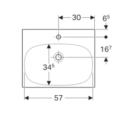 Раковина Geberit Acanto 60 см з прихованим переливом і пробкою зливного отвору санфарфор білий 500.629.01.2