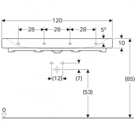 Раковина Geberit Citterio 120 см санфарфор белый/специальное керамическое покрытие KeraTect 500.553.01.1