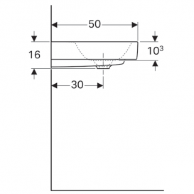 Раковина Geberit Citterio 75 см с полкой слева санфарфор белый/специальное керамическое покрытие KeraTect 500.546.01.1