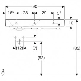 Раковина Geberit Citterio 90 см с полкой справа санфарфор белый/специальное керамическое покрытие KeraTect 500.548.01.1