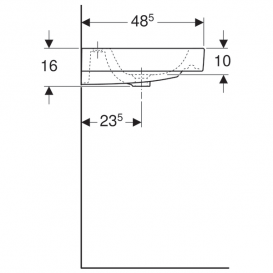 Раковина Geberit iCon 120 см отверстие для смесителя слева и справа перелив санфарфор белый 124020000