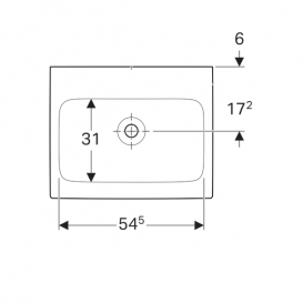 Раковина Geberit iCon 60 см без отвору для змішувача без переливу санфарфор білий 124061000