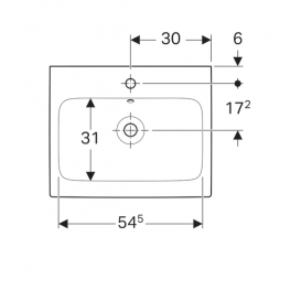Раковина Geberit iCon 60 см отвір для змішувача перелив санфарфор білий 124060000