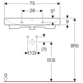 Раковина Geberit iCon 75 см отвір для змішувача перелив санфарфор білий 124075000