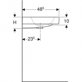 Раковина Geberit iCon 90 см отверстие для смесителя перелив санфарфор белый 124090000