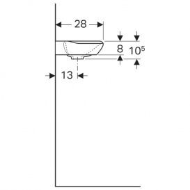 Раковина Geberit myDay санфарфор отверстие под смеситель справа белый/специальное керамическое покрытие KeraTect 125540600