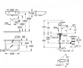 Раковина Grohe Bau Ceramic 60,9х44,2 см со смесителем Eurosmart New альпин-белый UA26129006