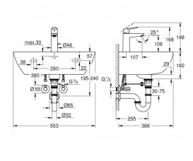 Раковина Grohe BauCeramic 55,3х38,6 см зі змішувачем BauEdge альпін-білий 39643000