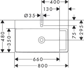 Раковина Hansgrohe Xelu Q 80х48 см полка справа c отверстием без перелива керамика SmartClean белый 61024450