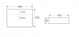 Раковина Koller Pool Kvadro 600х420 мм на столешницу KR-0600M-WB