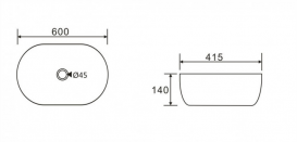 Раковина Koller Pool Round 600х415 мм мм на столешницу RN-0600-WB