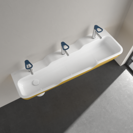 Раковина багатомісна Villeroy & Boch O.Novo Kids 130х43 см сантехнічна кераміка сонячний жовтий 4A0813BCP5