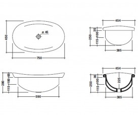 Раковина для ванной накладная Flaminia коллекция IO белая IO4275