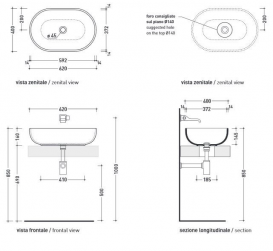 Раковина для ванной накладная Flaminia коллекция Pass белый PS62C