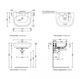 Раковина для ванної накладна Flaminia колекція Pass білий PS62L