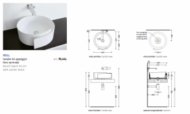 Раковина для ванной накладная Flaminia коллекция Roll белая RL44L