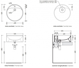 Раковина накладна Flaminia Twin 5050 / A