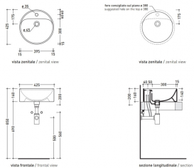 Раковина накладная Flaminia Twin Set 5050/42A