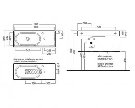 Раковина накладная Hatria Area 90.5х35.2 см санфарфор белый YXEQ01