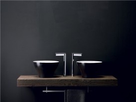 Раковина накладна Kerasan Deco Hurricane ø38 см санфарфор білий / чорний глянець 480329