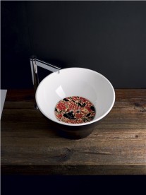 Раковина накладна Kerasan Deco Hurricane ø38 см санфарфор білий / бургундський матовий 480367