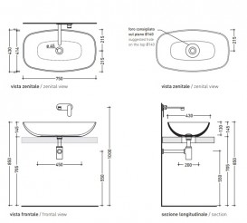 Раковина накладна на стільницю Flaminia Nuda Slim ND75A