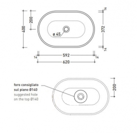 Раковина накладна на стільницю Flaminia Pass чорний матовий PS62C NERO MATT