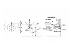 Раковина накладная TOTO круглая керамика белый LW523J