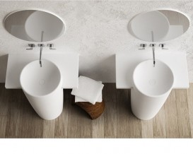 Раковина для ванної Marmorin Noemi Ø40 см для підлоги литий камінь білий 560 040 020 xx x