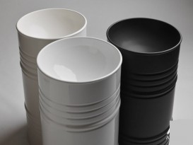 Раковина напольная Kerasan Artwork Barrel санфарфор белый/коричневый орех 4742K84