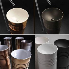 Раковина напольная Kerasan Artwork Barrel санфарфор белый/золото 474339