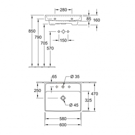Раковина для ванної підвісити за переливом Villeroy & Boch Collaro 4A336001