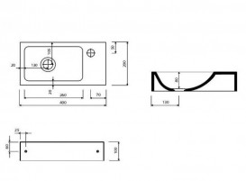 Раковина для ванной Marmorin Elara 3 40х20 см литой камень белый 410 040 020 xx x